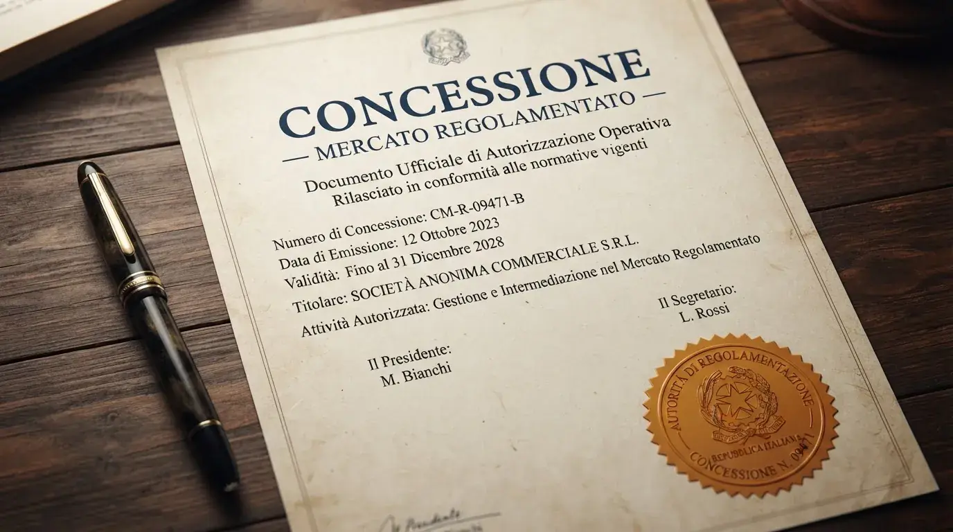 Documento di concessione del mercato regolamentato italiano