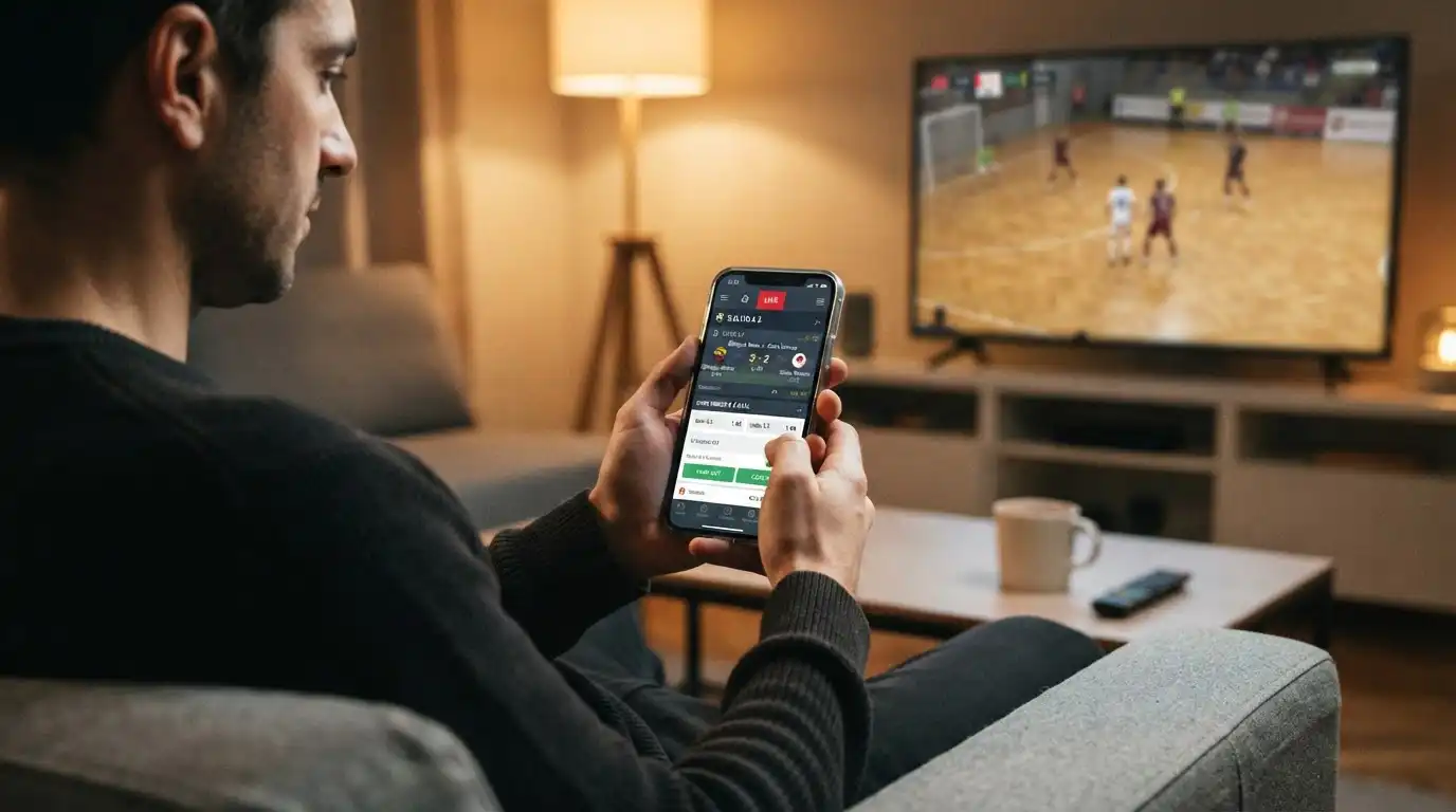Scommessa live su smartphone durante una fase di portiere volante