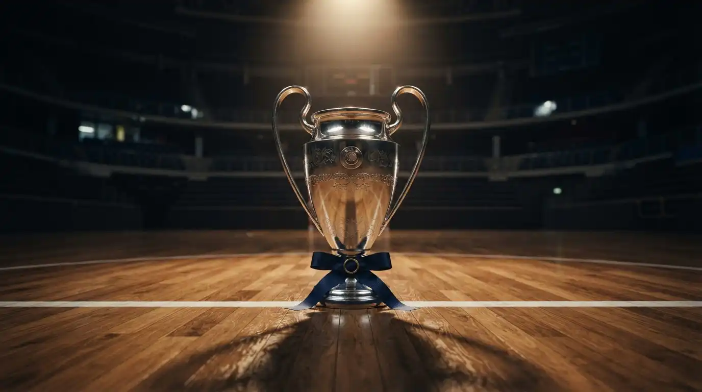 Trofeo della UEFA Futsal Champions League su sfondo scuro